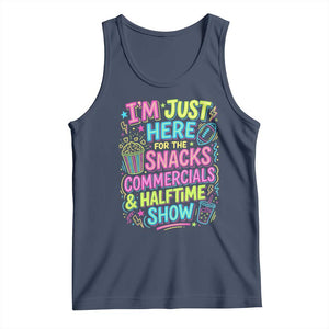 I'm Just Here for The Snacks Commercials Halftime Show Tank Top Funny Game Day Neon Style TS02 Navy Print Your Wear