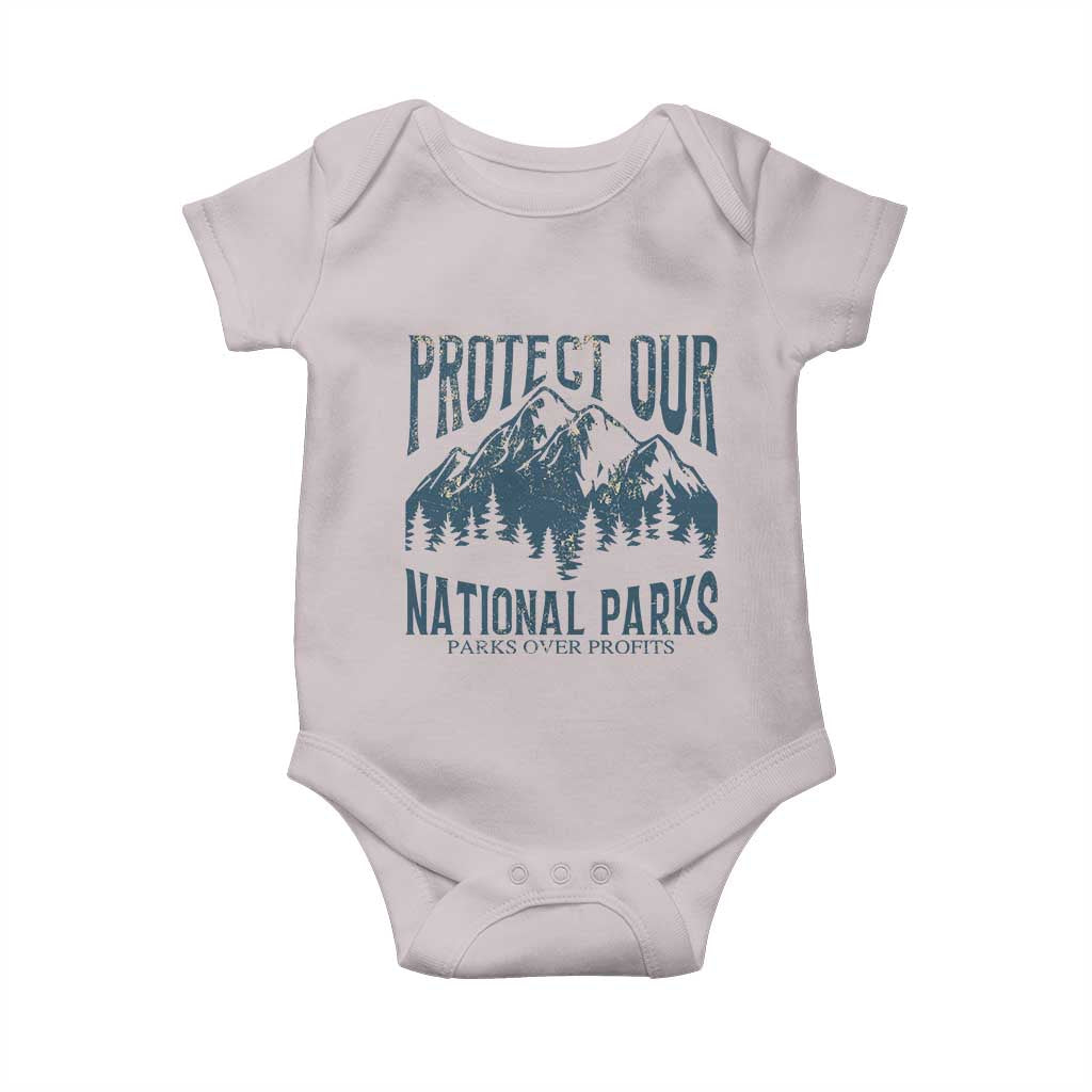 Protect Our National Parks Baby Onesie Retro Mountain Nature Graphic TS02 Ice Gray Print Your Wear