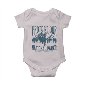 Protect Our National Parks Baby Onesie Retro Mountain Nature Graphic TS02 Ice Gray Print Your Wear