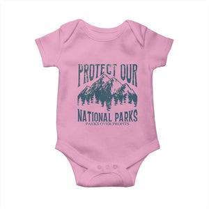 Protect Our National Parks Baby Onesie Retro Mountain Nature Graphic TS02 Light Pink Print Your Wear