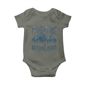 Protect Our National Parks Baby Onesie Retro Mountain Nature Graphic TS02 Military Green Print Your Wear