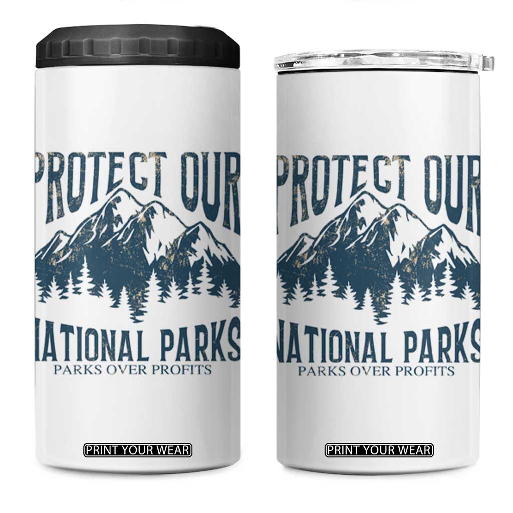 Protect Our National Parks 4 in 1 Can Cooler Tumbler Retro Mountain Nature Graphic TS02 One Size: 16 oz White Print Your Wear