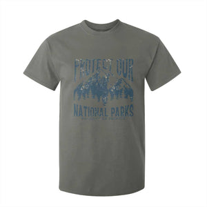 Protect Our National Parks T Shirt For Kid Retro Mountain Nature Graphic TS02 Military Green Print Your Wear