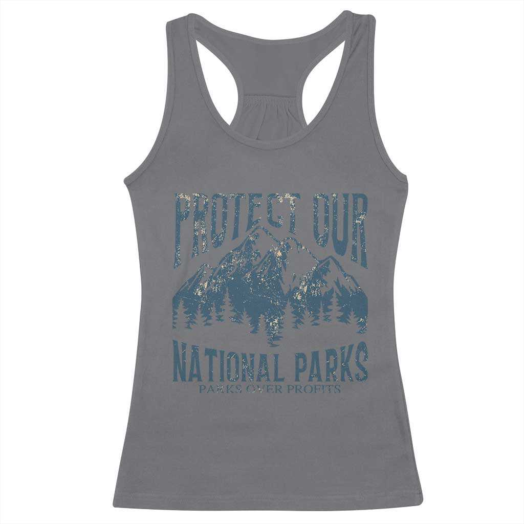 Protect Our National Parks Racerback Tank Top Retro Mountain Nature Graphic TS02 Charcoal Print Your Wear