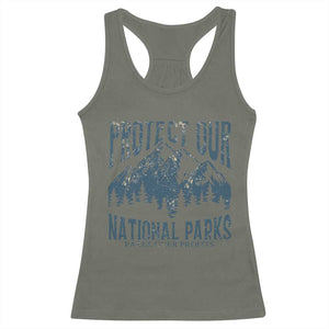 Protect Our National Parks Racerback Tank Top Retro Mountain Nature Graphic TS02 Military Green Print Your Wear