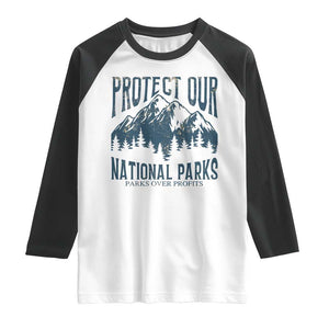 Protect Our National Parks Raglan Shirt Retro Mountain Nature Graphic TS02 White Black Print Your Wear
