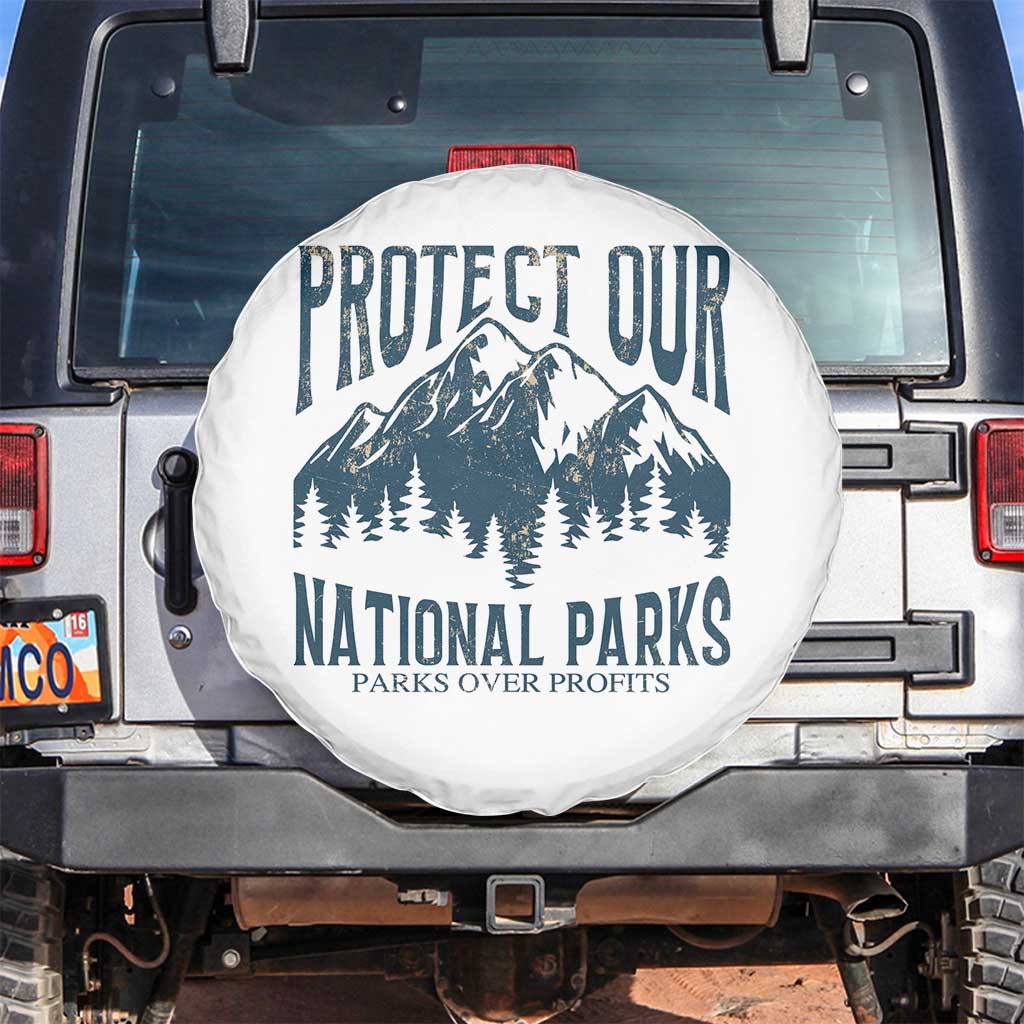 Protect Our National Parks Spare Tire Cover Retro Mountain Nature Graphic TS02 No hole White Print Your Wear