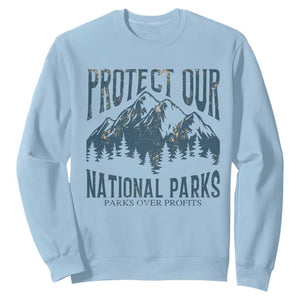 Protect Our National Parks Sweatshirt Retro Mountain Nature Graphic TS02 Light Blue Print Your Wear