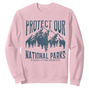Protect Our National Parks Sweatshirt Retro Mountain Nature Graphic TS02 Light Pink Print Your Wear