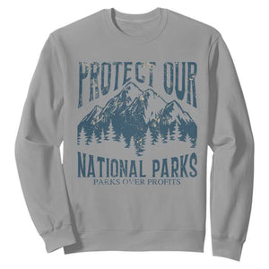 Protect Our National Parks Sweatshirt Retro Mountain Nature Graphic TS02 Sport Gray Print Your Wear