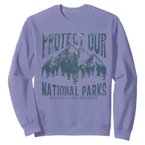 Protect Our National Parks Sweatshirt Retro Mountain Nature Graphic TS02 Violet Print Your Wear