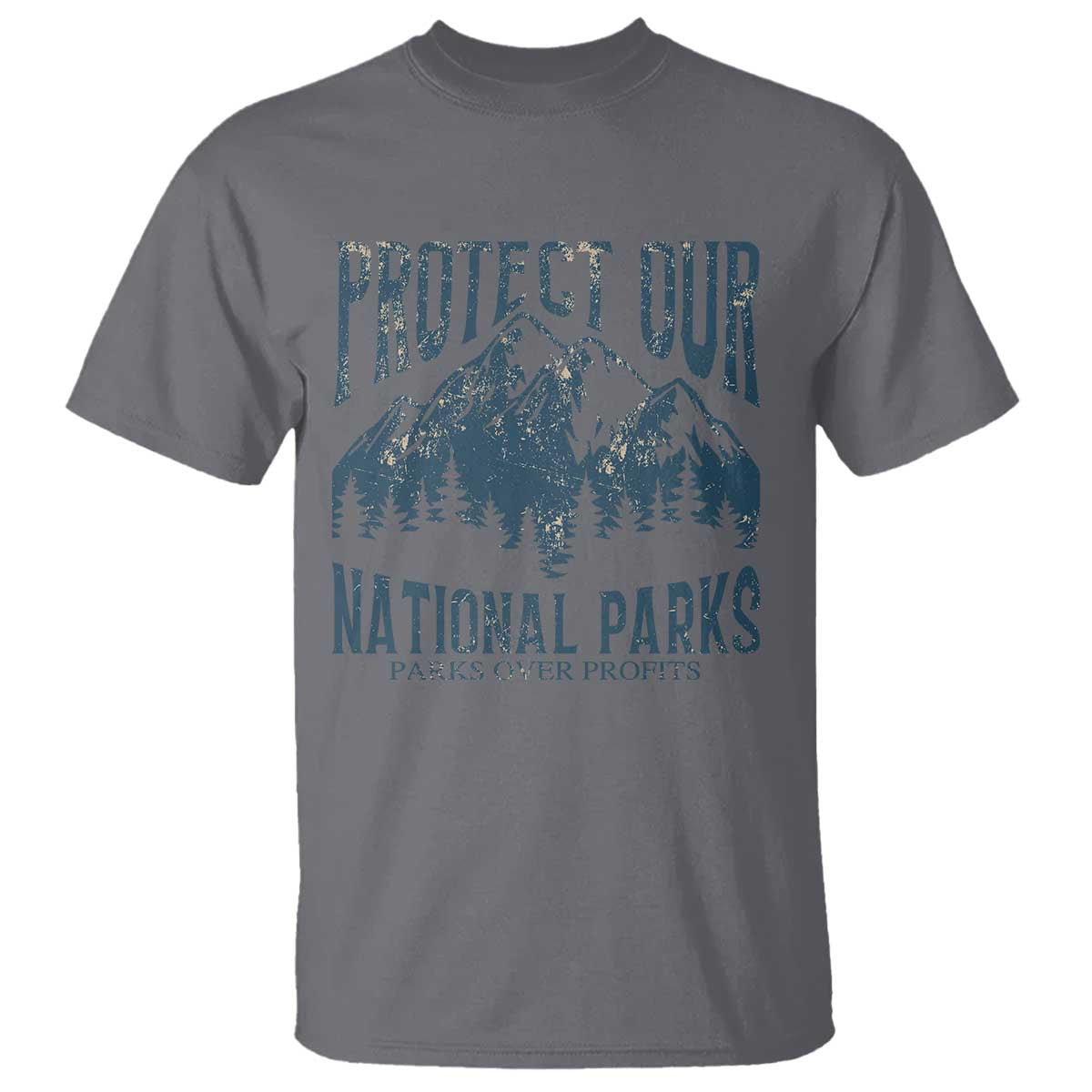 Protect Our National Parks T Shirt Retro Mountain Nature Graphic TS02 Charcoal Print Your Wear
