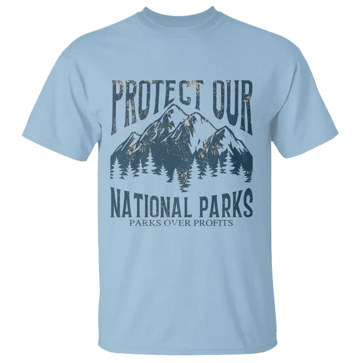 Protect Our National Parks T Shirt Retro Mountain Nature Graphic TS02 Light Blue Print Your Wear
