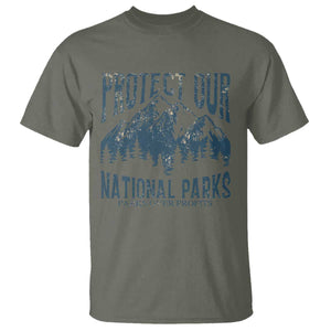 Protect Our National Parks T Shirt Retro Mountain Nature Graphic TS02 Military Green Print Your Wear