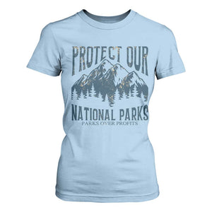 Protect Our National Parks T Shirt For Women Retro Mountain Nature Graphic TS02 Light Blue Print Your Wear