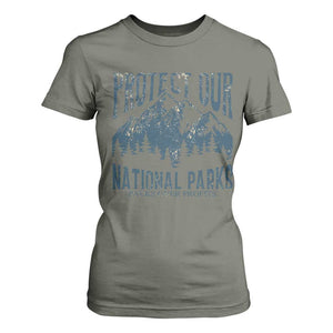 Protect Our National Parks T Shirt For Women Retro Mountain Nature Graphic TS02 Military Green Print Your Wear