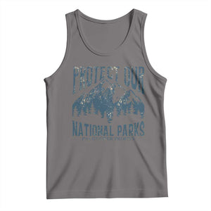 Protect Our National Parks Tank Top Retro Mountain Nature Graphic TS02 Deep Heather Print Your Wear