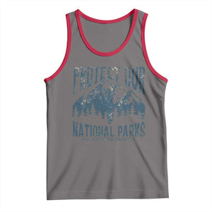 Protect Our National Parks Tank Top Retro Mountain Nature Graphic TS02 Deep Heather Red Print Your Wear