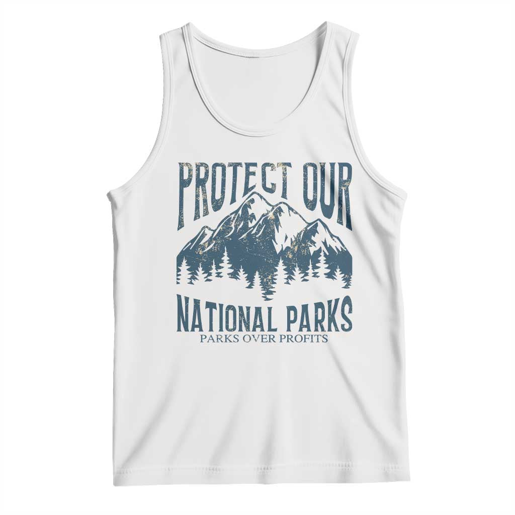 Protect Our National Parks Tank Top Retro Mountain Nature Graphic TS02 White Print Your Wear
