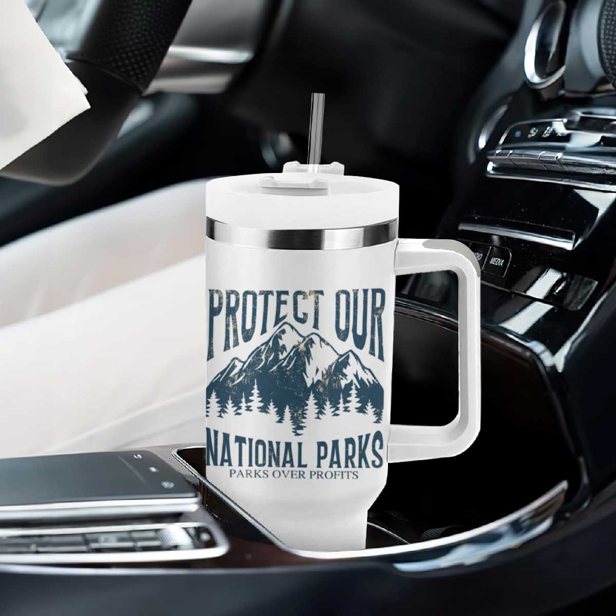 Protect Our National Parks Tumbler With Handle Retro Mountain Nature Graphic TS02 Print Your Wear