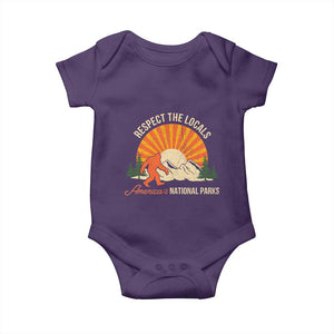 Respect The Locals Baby Onesie America's National Parks Vintage Bigfoot TS02 Purple Print Your Wear