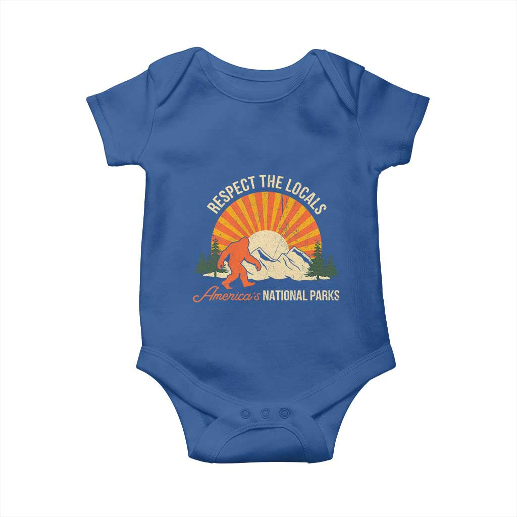 Respect The Locals Baby Onesie America's National Parks Vintage Bigfoot TS02 Royal Blue Print Your Wear