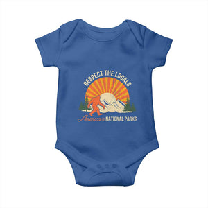 Respect The Locals Baby Onesie America's National Parks Vintage Bigfoot TS02 Royal Blue Print Your Wear