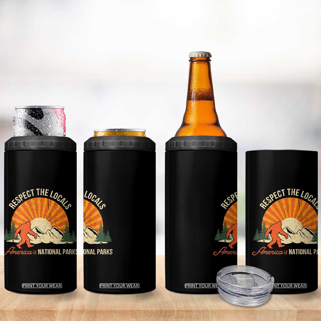 Respect The Locals 4 in 1 Can Cooler Tumbler America's National Parks Vintage Bigfoot TS02 Print Your Wear
