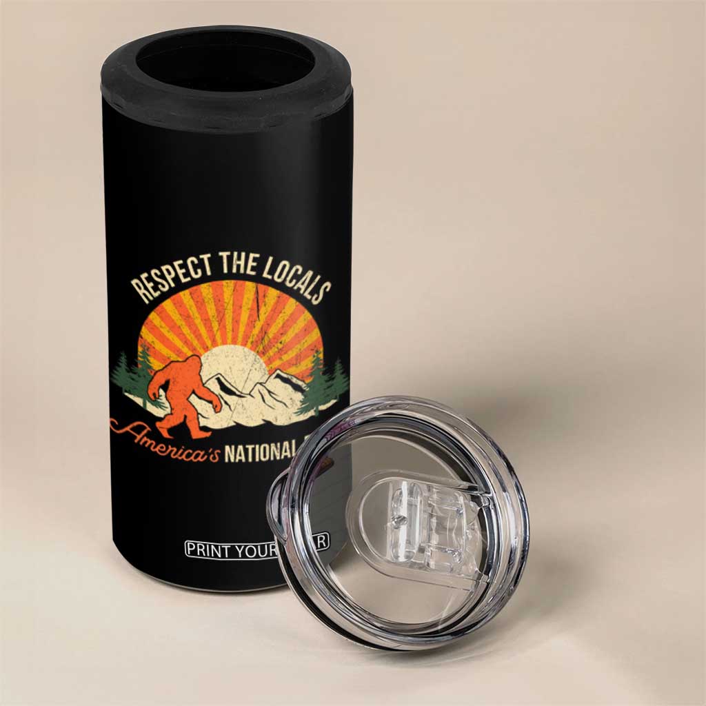 Respect The Locals 4 in 1 Can Cooler Tumbler America's National Parks Vintage Bigfoot TS02 Print Your Wear