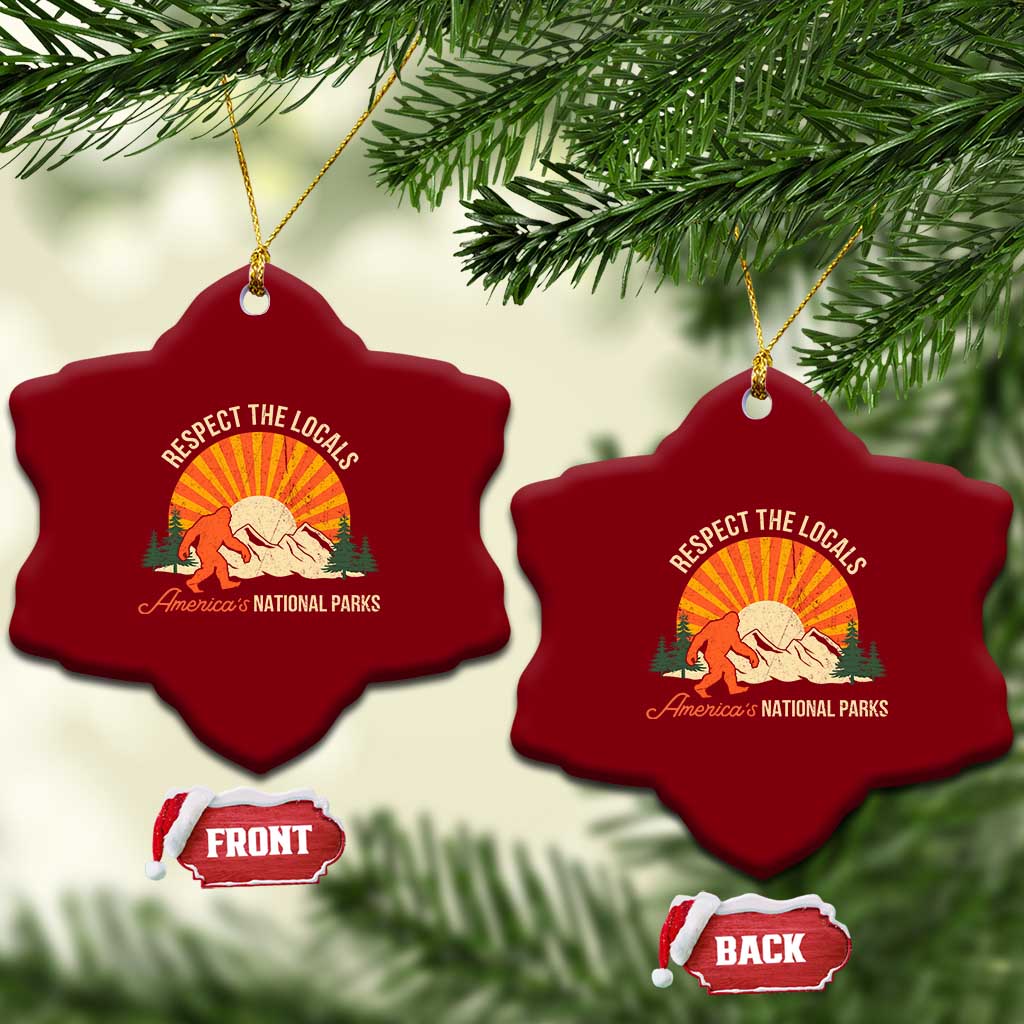 Respect The Locals Ceramic Ornament America's National Parks Vintage Bigfoot TS02 Print Your Wear