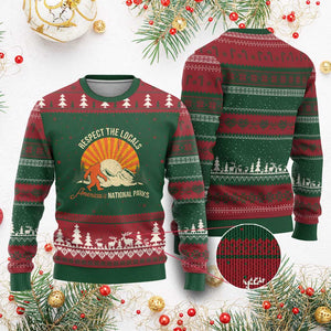 Respect The Locals Ugly Christmas Sweater America's National Parks Vintage Bigfoot TS02 Red Green Print Your Wear
