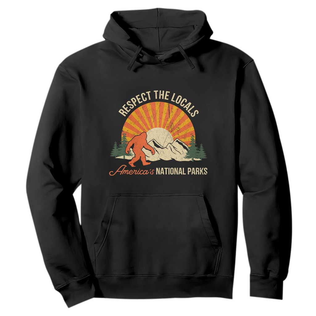 Respect The Locals Hoodie America's National Parks Vintage Bigfoot TS02 Black Print Your Wear