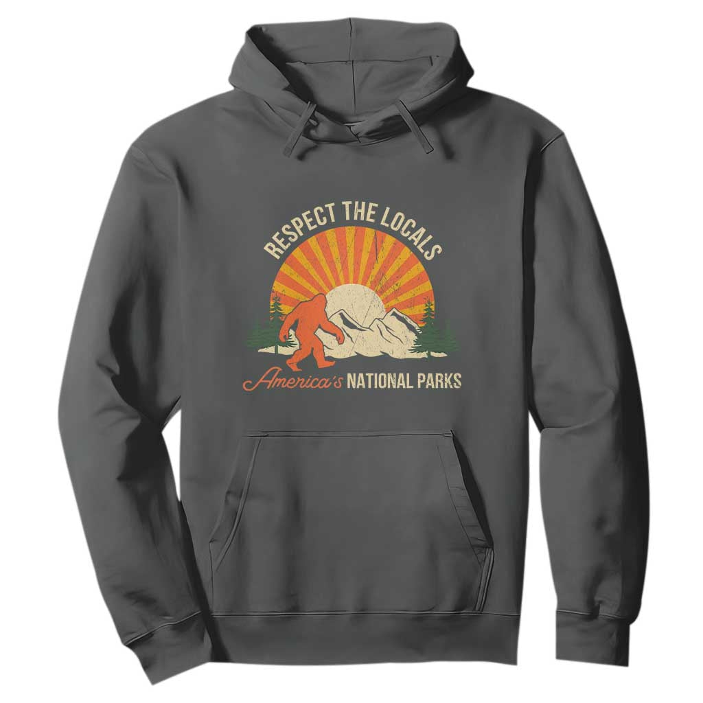 Respect The Locals Hoodie America's National Parks Vintage Bigfoot TS02 Dark Heather Print Your Wear