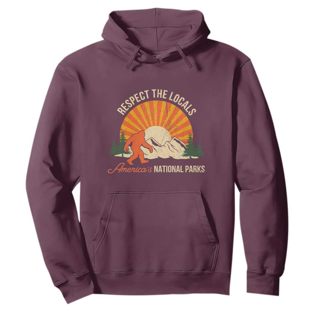 Respect The Locals Hoodie America's National Parks Vintage Bigfoot TS02 Maroon Print Your Wear