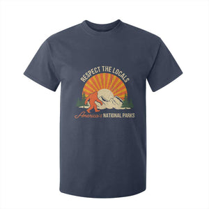 Respect The Locals T Shirt For Kid America's National Parks Vintage Bigfoot TS02 Navy Print Your Wear