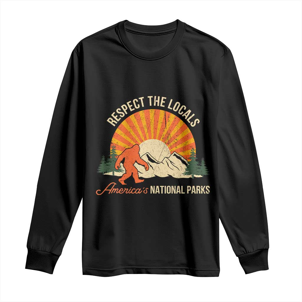 Respect The Locals Long Sleeve Shirt America's National Parks Vintage Bigfoot TS02 Black Print Your Wear