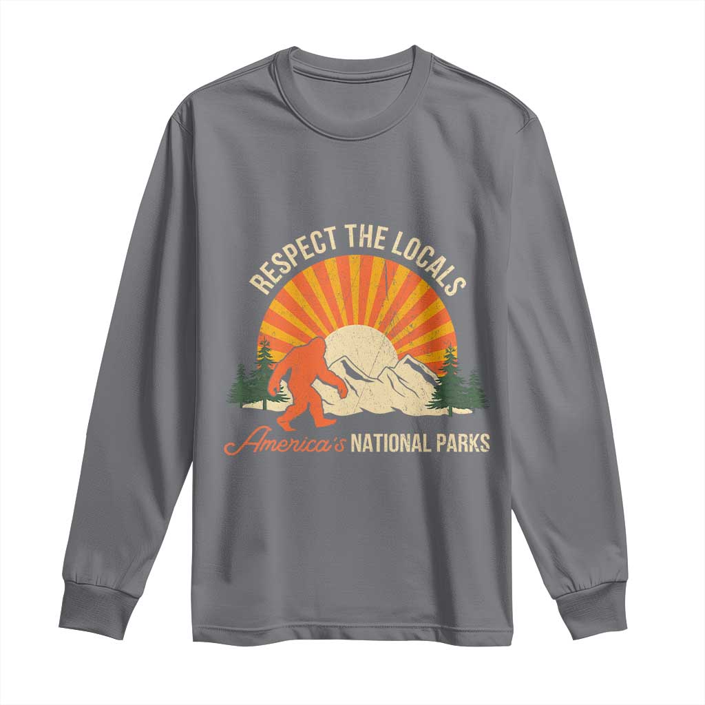 Respect The Locals Long Sleeve Shirt America's National Parks Vintage Bigfoot TS02 Charcoal Print Your Wear