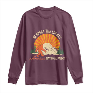 Respect The Locals Long Sleeve Shirt America's National Parks Vintage Bigfoot TS02 Maroon Print Your Wear