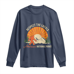 Respect The Locals Long Sleeve Shirt America's National Parks Vintage Bigfoot TS02 Navy Print Your Wear