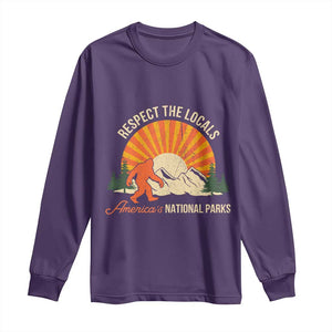 Respect The Locals Long Sleeve Shirt America's National Parks Vintage Bigfoot TS02 Purple Print Your Wear