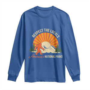 Respect The Locals Long Sleeve Shirt America's National Parks Vintage Bigfoot TS02 Royal Blue Print Your Wear