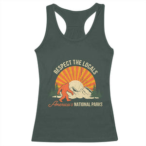 Respect The Locals Racerback Tank Top America's National Parks Vintage Bigfoot TS02 Dark Forest Green Print Your Wear