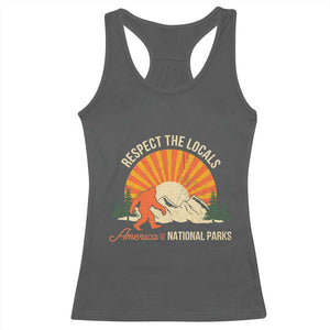 Respect The Locals Racerback Tank Top America's National Parks Vintage Bigfoot TS02 Dark Heather Print Your Wear