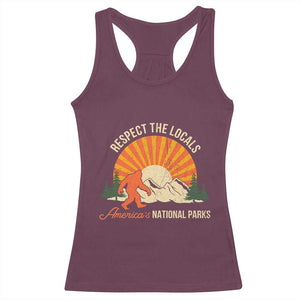 Respect The Locals Racerback Tank Top America's National Parks Vintage Bigfoot TS02 Maroon Print Your Wear