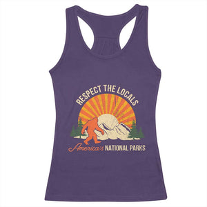 Respect The Locals Racerback Tank Top America's National Parks Vintage Bigfoot TS02 Purple Print Your Wear
