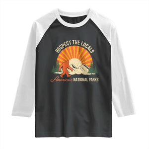 Respect The Locals Raglan Shirt America's National Parks Vintage Bigfoot TS02 Black White Print Your Wear