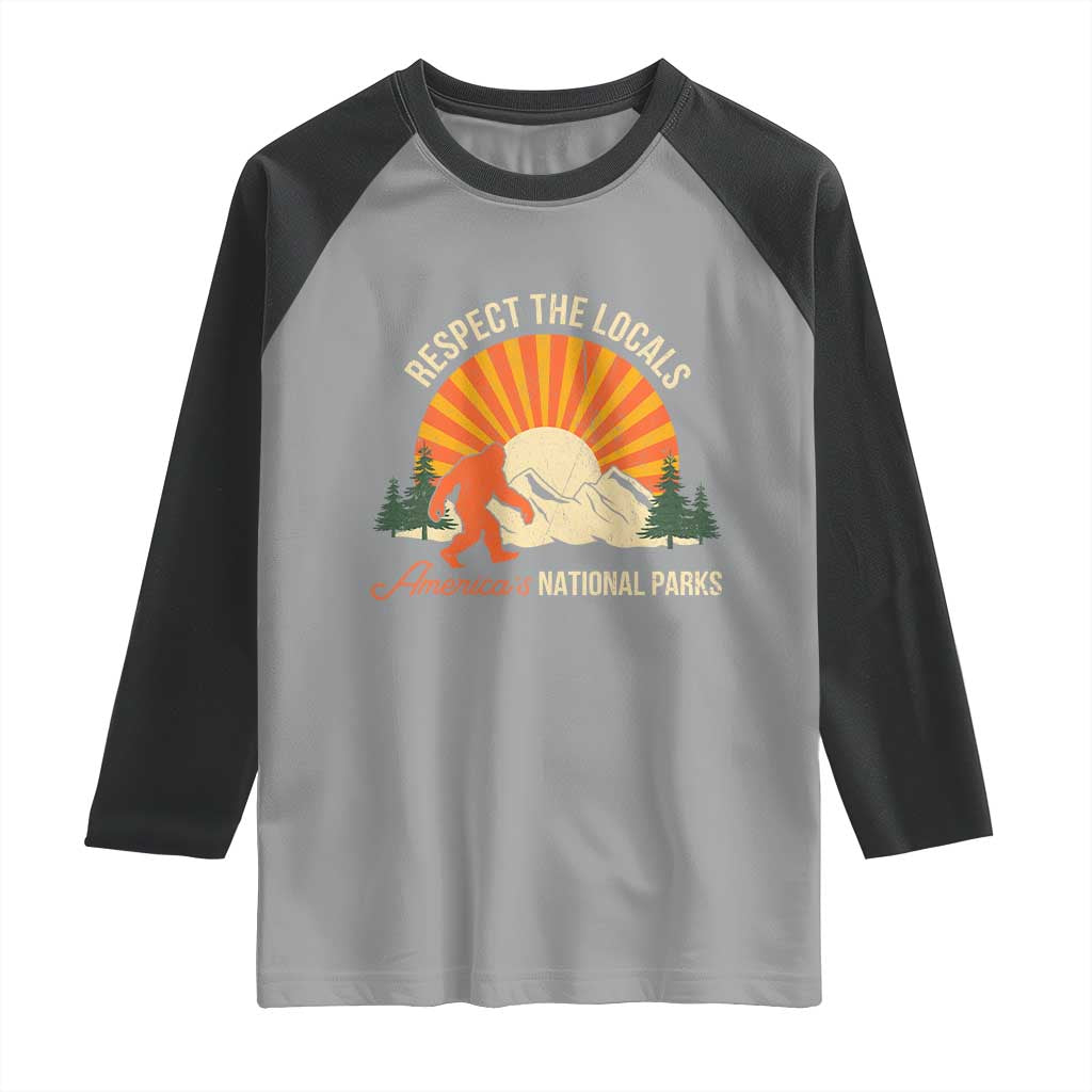 Respect The Locals Raglan Shirt America's National Parks Vintage Bigfoot TS02 Sport Gray Black Print Your Wear