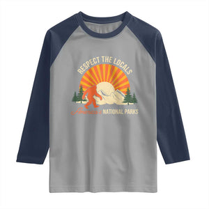 Respect The Locals Raglan Shirt America's National Parks Vintage Bigfoot TS02 Sport Gray Navy Print Your Wear