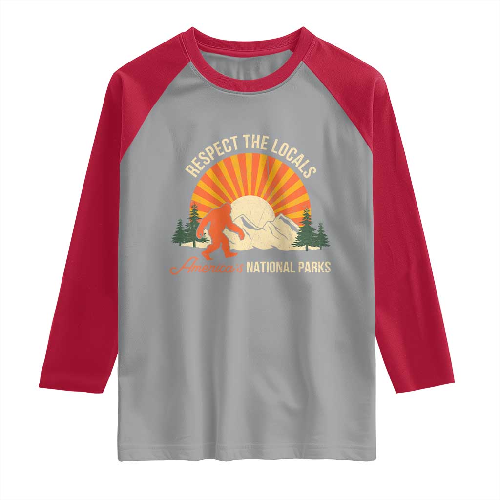 Respect The Locals Raglan Shirt America's National Parks Vintage Bigfoot TS02 Sport Gray Red Print Your Wear