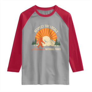 Respect The Locals Raglan Shirt America's National Parks Vintage Bigfoot TS02 Sport Gray Red Print Your Wear